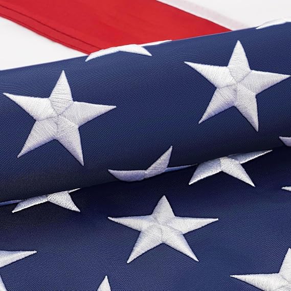 American Flag 5x8ft for Outside: Heavy Duty Nylon, High Wind US Flag, Embroidered Stars, Sewn Stripes, Brass Grommets, Fade Resistant and Waterproof, Perfect for Outdoors! USA Flag