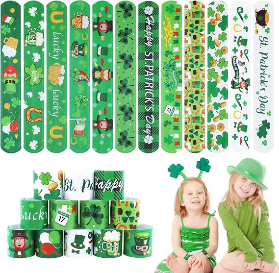St. Patrick's Slap Bracelets for Kids 36PCS St Patricks Day Party Favors