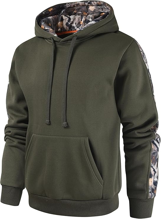 Leidowei Men's Camo Outfitter Fleece Hoodie Pullover Long Sleeve Casual Sweatshirt with Pocket