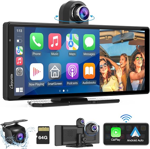 CARPURIDE W903 Portable Carplay & Android Auto with Dash Cam