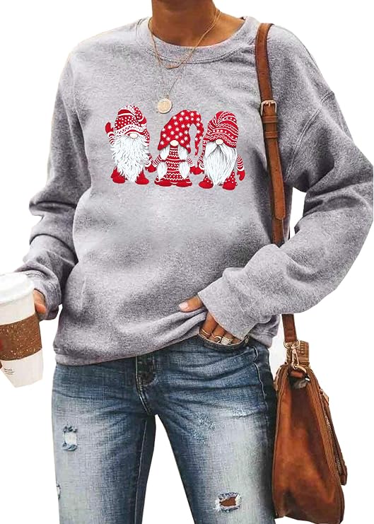 LOTUCY Merry Christmas Sweatshirts for Women Gnomes Santa Christmas Sweater