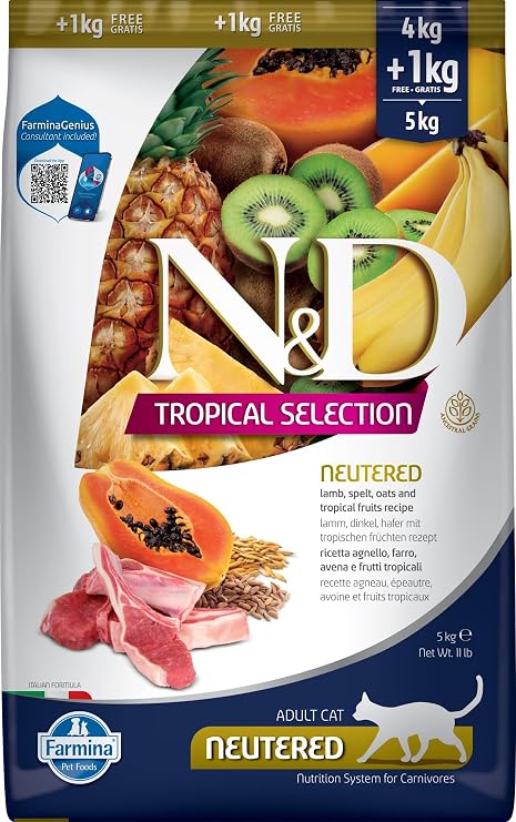 ND N&D Tropical Selection Kuzu Etli ve Tropikal Meyveli Kısırlaştırılmış Kedi Maması 4+1 Kg