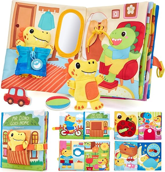 hahaland Busy Book for Toddlers 1-3 - Dinosaur Soft Fabric Activity Books