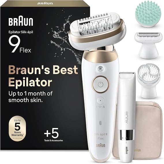 Braun Silk·épil 9 Flex Epilator for Women, 9-481 3D, White/Gold