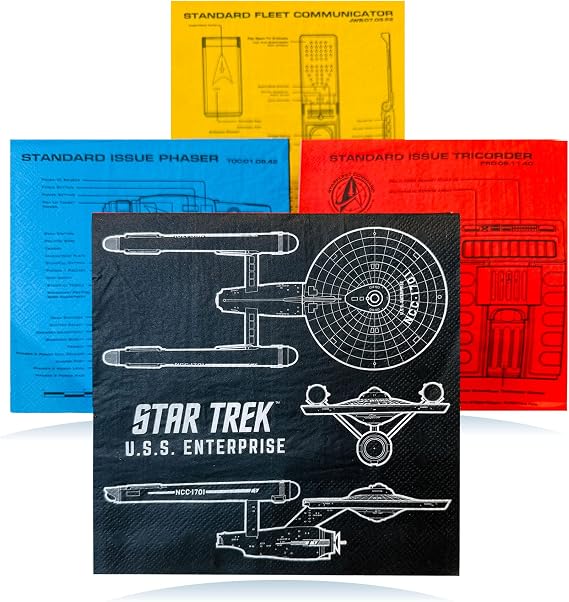 Star Trek Lunch Napkins - Officially Licensed - Starfleet Gear Design - 6.5" x 6.5"
