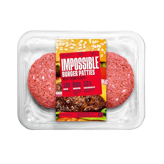 Impossible Foods Impossible Burger Plant-Based Ground Beef Patties, 8 Ounce