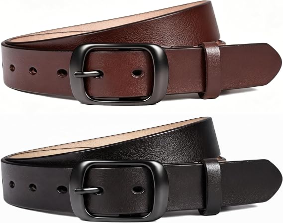 West Leathers Genuine Leather Belts for Women with Classic Pin Buckle