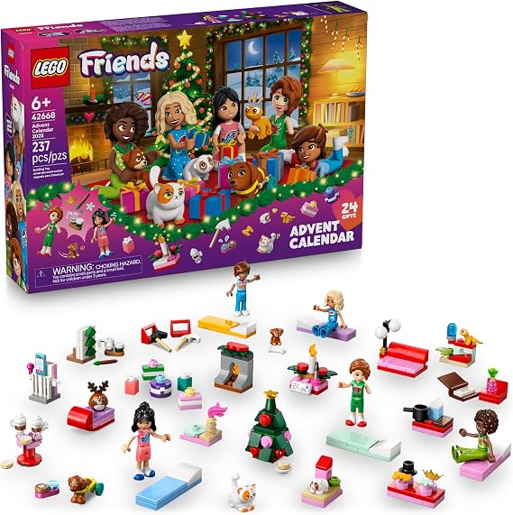 LEGO Friends Advent Calendar 2025 Building Toy - Holiday Countdown Set for Girls & Boys, Ages 6+ 24 Buildable Surprises, 5 Minidolls & 5 Pets - Kids Gift Idea for Christmas - 42668