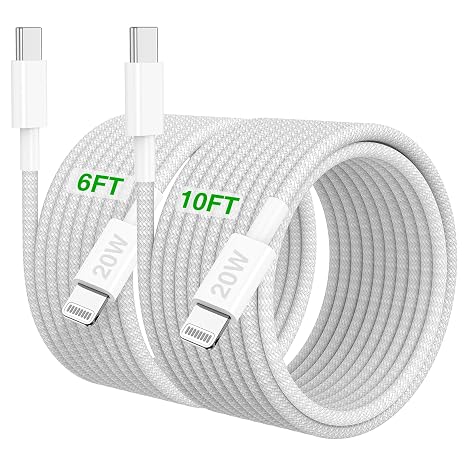 USB C to Lightning Cable for iPhone14/13/12 Fast Charger Cord 6FT+10FT [Apple MFi Certified],2Pack 20W New Braided iPhone Charger Fast Charging Apple Charging Cord for iPhone14 13 12 11 Pro Max