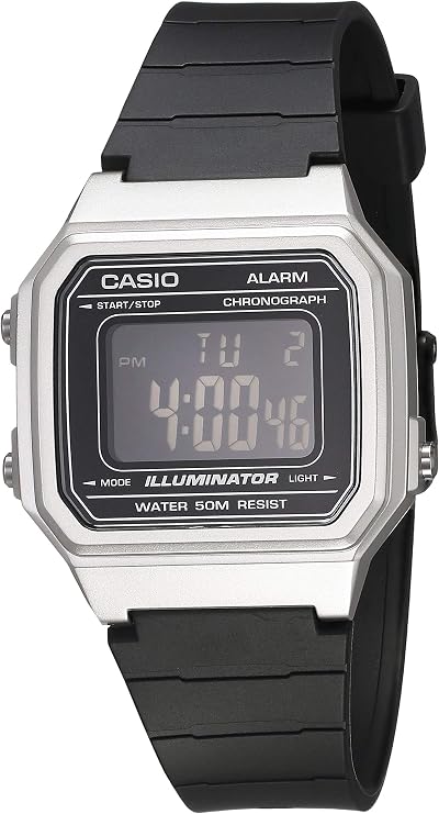 Casio Men's Quartz Resin Strap, Black, 23.6 Casual Watch (Model: W-217HM-7BVCF), Silver/Black