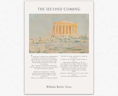 Wallbuddy The Second Coming Art Poster - William Butler Yeats Poem Art Print - Ancient Greek Ruins Landscape Wall Decor - Inspirational Poetry Poster for Home and Office - Timeless Wall Art for Living Rooms & Bedrooms - Classic Poetic Artwork 16 x 20 Unframed