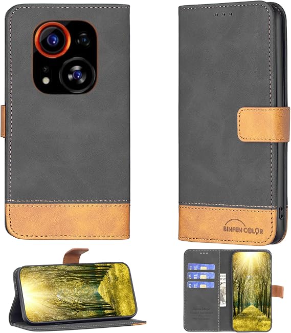 Aroepurt Case for Tecno Phantom X2 Pro Case Compatible with Tecno Phantom X2 Pro Phone Case Flip Stand Cover PU Leather BF11 Wallet Case Black