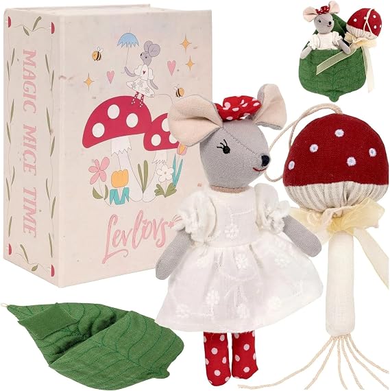 LEVLOVS Whimsical Plush Mouse Linen Doll