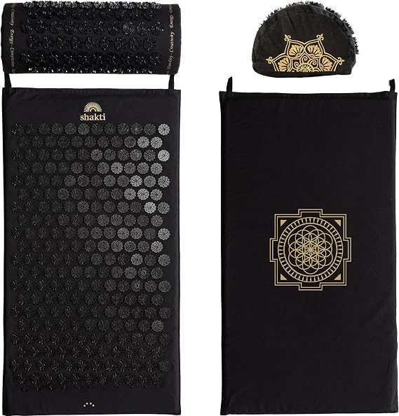 ShaktiMat Classic Acupressure Mat & Neck Pillow Set, Level 3 Intensity in Black, Sustainable & Durable, Relieves Stress & Tension, Promotes Relaxation & Focus