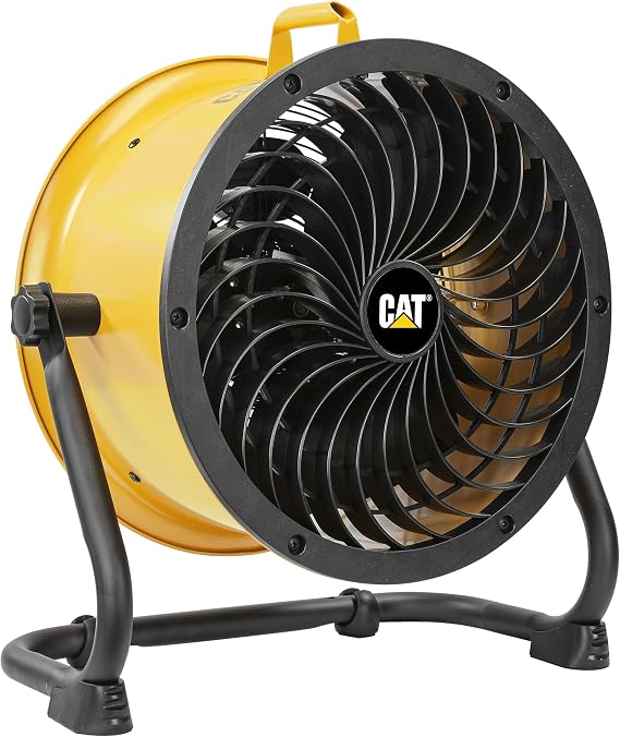 CAT fans - 14-Blade High-Velocity Drum Fan Industrial Grade (Yellow, 2-in-1): 2,300 CFM, 4-Speed, 360 Degree Adjustable Drum Head, Dual Ball Bearing Motor with Die-Cast Cover (HVD-14AC)