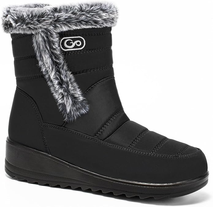 HARENCE Womens Winter Boots Comfort Snow Warm Fur Lined Outdoor Waterproof