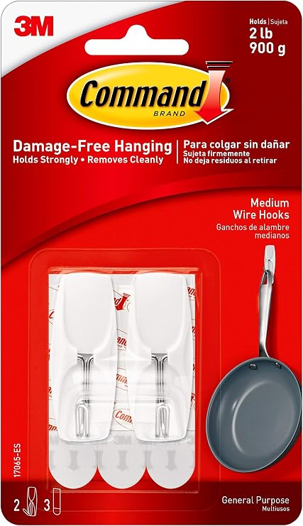 Command 17065-ES Medium Wire Toggle Hook - White