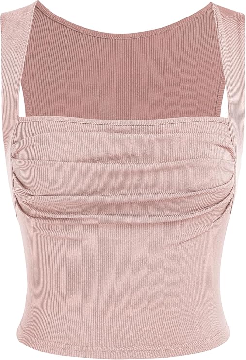 CIDER Women Tank Tops Ruched Square Neck Sleeveless Going Out Cute Crop Top Trendy