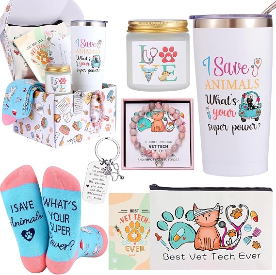 Bayelove Vet Tech Gifts, Veterinary Gift, Veterinarian Gifts for Women, Veterinarian Appreciation Gift, Tumbler Mug Basket Set for Vet Tech Graduate, Veterinary Practitioners
