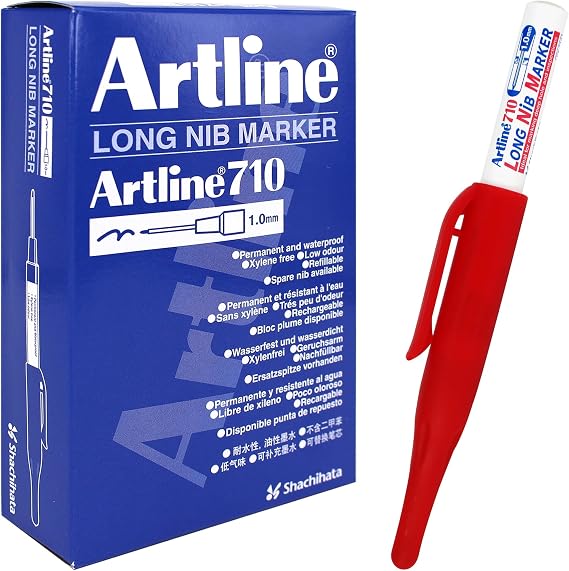 Artline 710 Long Nib Marker - Red [Pack of 12]