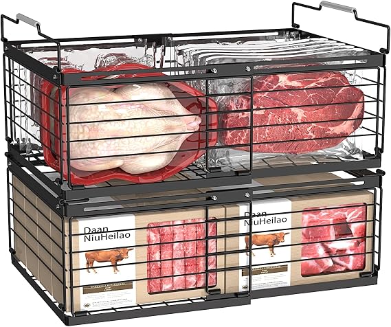 NADAMOO Expandable Chest Freezer Organizer, Stackable Wire Baskets