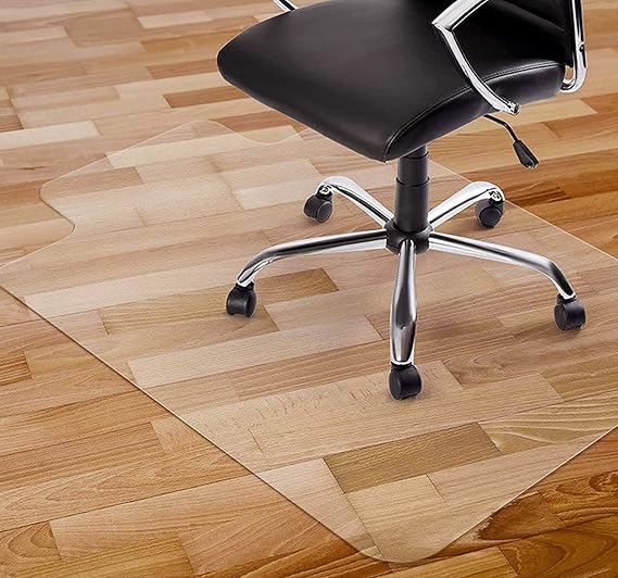 Office Rolling Chair Mat with Lip, PVC Hard Floor Protection Mat, T Shaped Dining chair Mat for Hardwood Floor, Clear Desk Chair Mat, Heavy Duty, 1.5mm-90x120cm