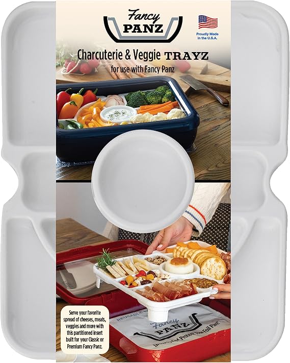 Fancy Panz Charcuterie Tray - 9 Compartment Veggie Tray Insert & Dip Bowl