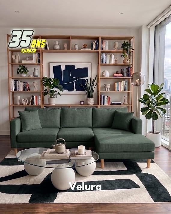 Armin Akıllı Köşe Koltuk Takımı & Modern Modüler Yataklı Köşe Takımı - Koyu Yeşil V125