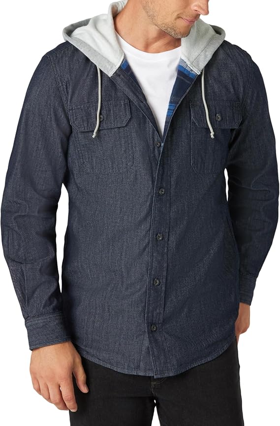 Wrangler Authentics Men's Hooded Flannel Lined Twill Shirt