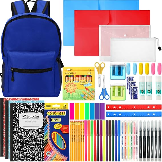 Gilprop 86 Pcs School Supplies Kit with Backpack School Gift,Blue