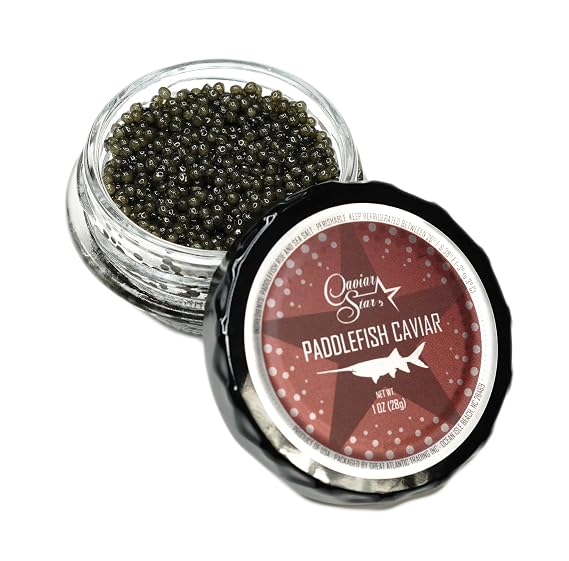 Caviar Star Premium American Paddlefish Caviar - Wild-Caught Spoonbill Malossol Roe - Fresh, Domestic Gourmet Delicacy - Culinary Experience - 1 Ounce