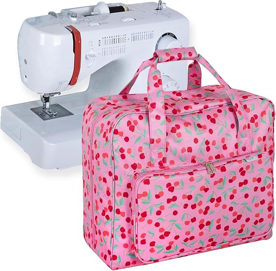 Hobby Gift Sewing Machine Bag - Heavy Duty Padded Carry Bag with Zip Closure, Water-Resistant Large Sewing Bags and Storage for Supplies - 20 x 44 x 38cm, Cherry