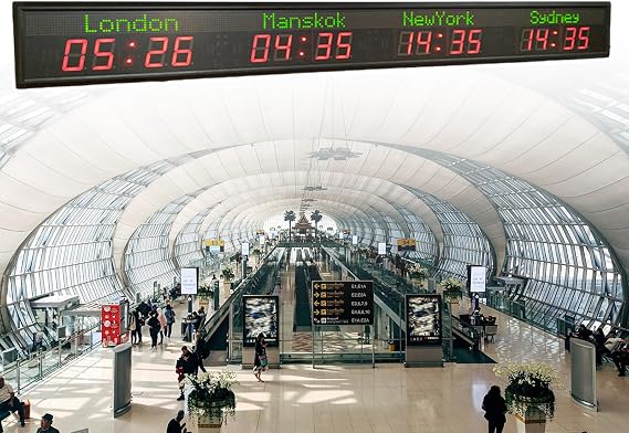 World Time Zones Clock, Led Digital Multiple Time Zones Clock, 3/4/5 Cities World Time Wall Clock, for Hotels/Office/Airports/Station,4City