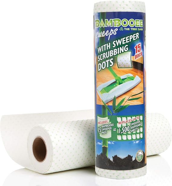 Bambooee Reusable Bamboo Sweeper Sheets with Sweeper Scrubbing Dots