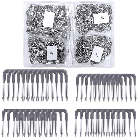 400Pcs 0.56", 0.44, 0.41", 0.36" Insulated U Staple Nail Assortment Set with Storage Case, 4 Sizes Cable Steel Cable Staple for Fixing Electrical Wire