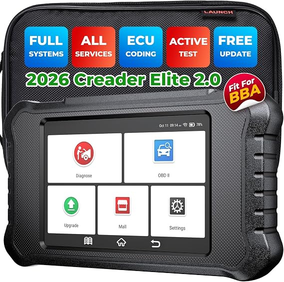 LAUNCH X431 Creader Elite 2.0 BBA OBD2 Scanner Bidirectional Scan Tool | for B.M.W/Mercedes-Ben.z/V.W/Au.di/May.bach/Mini/Rolls.Royce, ECU Coding, Full System, Full Reset Services, Free Update