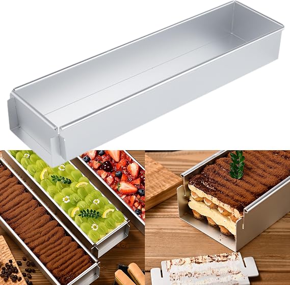 Rectangle Tiramisu Cake Pan:Non Stick Cheesecake Pan for Baking,Cake Molds for Baking with Removable Opening, Length 16 in,Aluminum Alloy Material