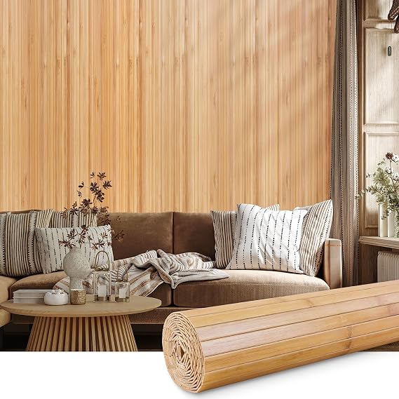 FONUNO Bamboo Wall Panel Bamboo Pole Wrap Roll for Interior Decoration