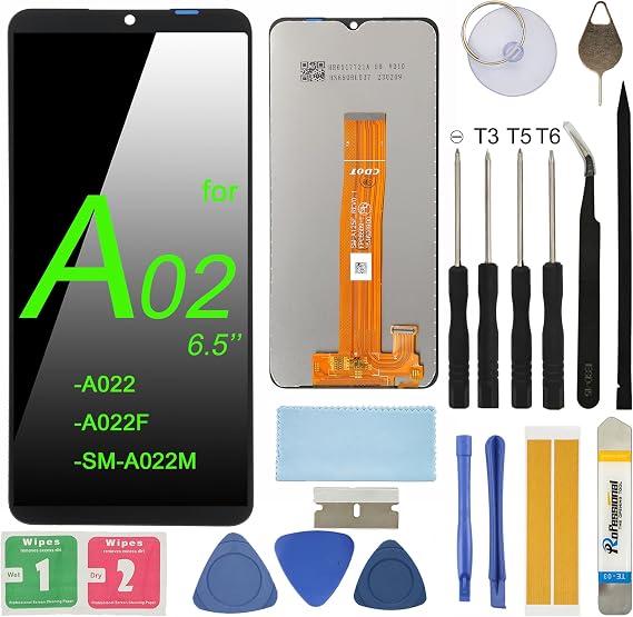 for Samsung Galaxy A02 Screen Replacement A022 SM-A022F SM-A022FDS SM-A022M SM-A022MDS 6.5inch Assembly LCD Display Touch Digitizer with Tools Adhesive