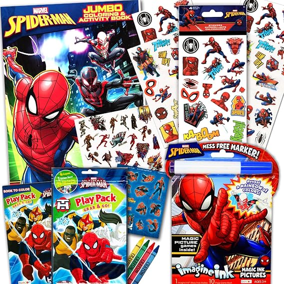 Spiderman Coloring and Activity Books Bundle with Imagine Ink Coloring Book, Stickers, and More