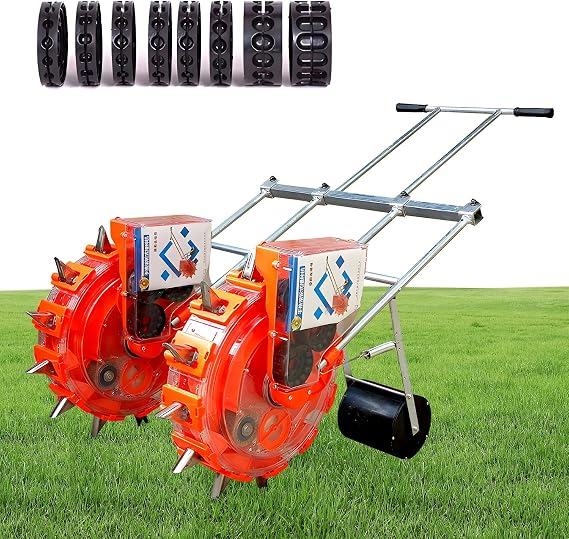 Hand-Push Precision Garden Seeder, Dual Row Planting Machine for Corn, Soybean, Cotton, Peanut, Portable Farm Equipment,10mouths