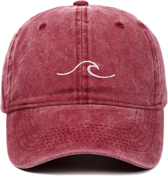 Baseball Cap Wave Pattern Embroide Baseball Cap For Men Women Vintage Washed Cotton Duckbill Sun Hat Sport Distressed Dad Hats