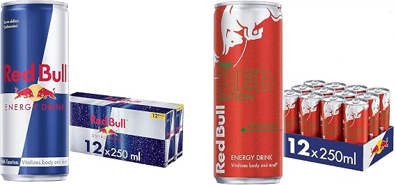 Red Bull Energy Drink 250 ml x12 and Red Bull Energy Drink Red Edition Watermelon 250 ml x12