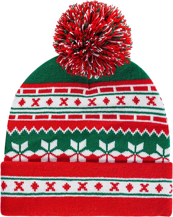 hoyuwak Red Beanie with Pom Pom Christmas Hat Winter Hat Knit Cap for Men Women Holiday Party Xmas Accessories Decoration