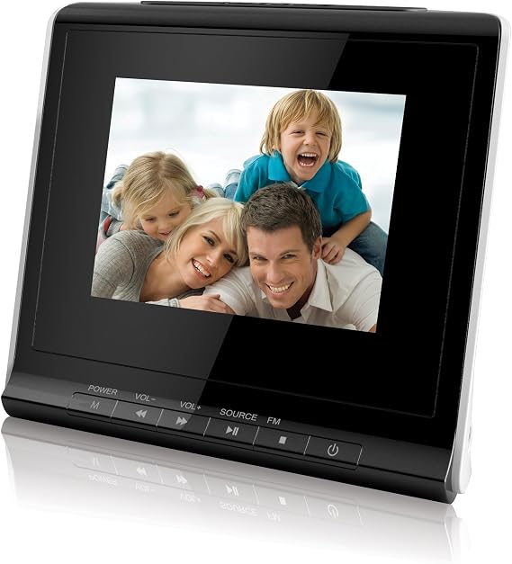 Coby DP356BLK 3.5-Inch Digital Photo Frame with Alarm Clock, Black