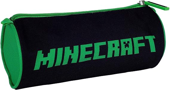 Minecraft Round Pencil Case Black/Green