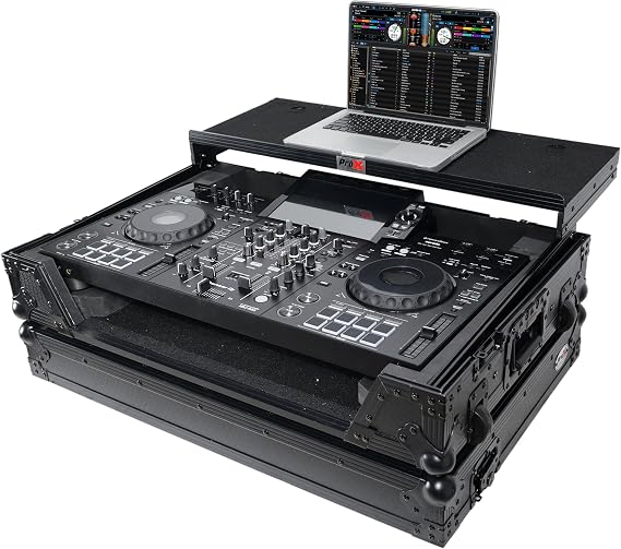 ProX XS-XDJRX3WLTBL ATA Flight Case For Pioneer DDJ-REV5 XDJ-RX3 DJ Controller w/Laptop Shelf, 1U Rack Space & Wheels Black