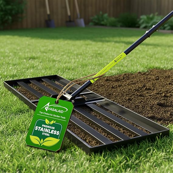 30 x 91 cm Lawn Leveling Rake, Heavy-Duty Galvanized Steel Grass Levelling