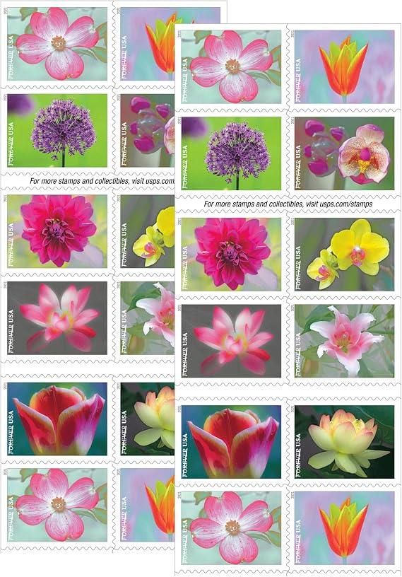 USPS Garden Beauty Forever Postage Stamps 2 Books of 20 US Postal First Class Wedding Celebration Anniversary Flowers Party (40 Stamps)