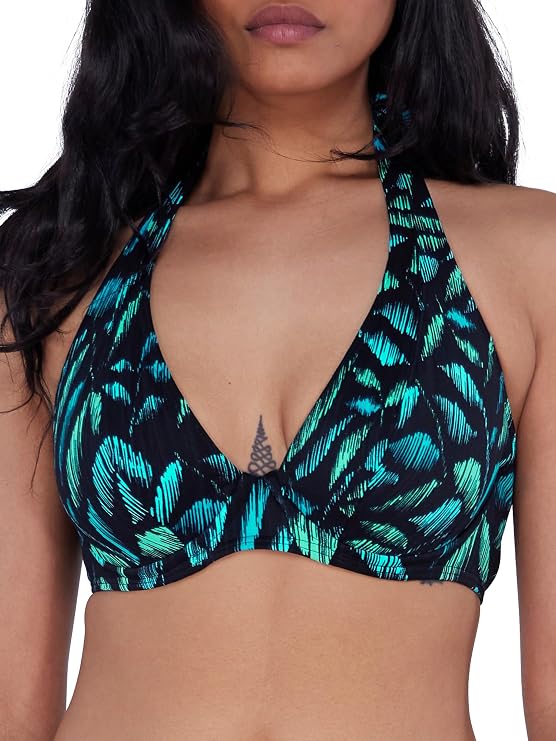 Sunsets Printed Muse Halter Bikini Top 34DD, Cascade Seagrass